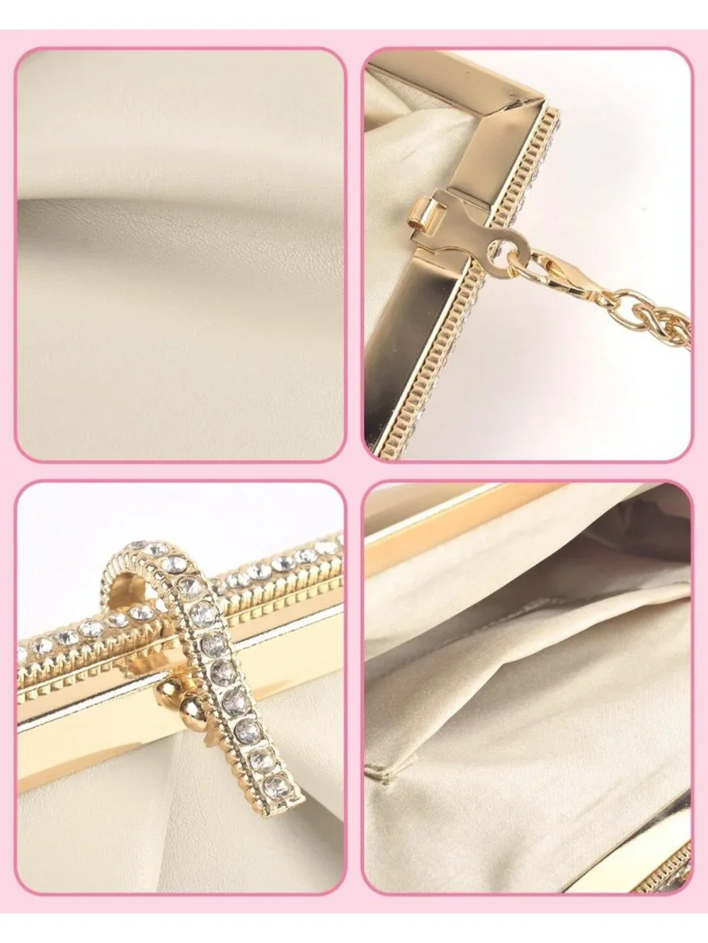 👜 Women's Nude PU Leather Formal Evening Bags Shoulder Party Cocktail Clutch